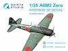 Quinta Studio QD35083 A6M2 Zero (Mitsubishi Prod.) 3D-Printed & coloured Interior on decal paper (Border Model) 1/35
